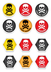 Skull & Crossbones Warning Stickers