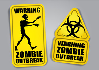 Zombie Outbreak Warning Stickers / Labels