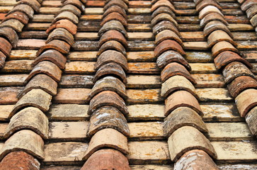 Old red roof clay tiles