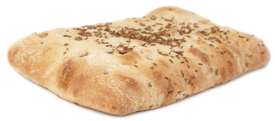 Turkish bread with sesame seeds over the white background