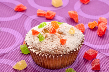 Close up of sugary muffin cupcake