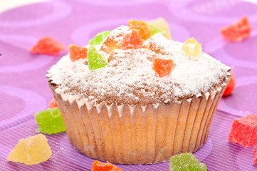 Close up of sugary muffin cupcake