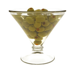 Stuffed olives in martini glass