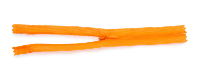 Orange zipper isolated on white