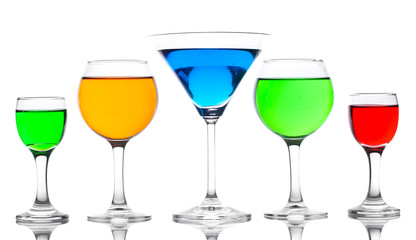alcoholic cocktails isolated on white
