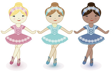 Three beautiful lovely girls of ballerinas