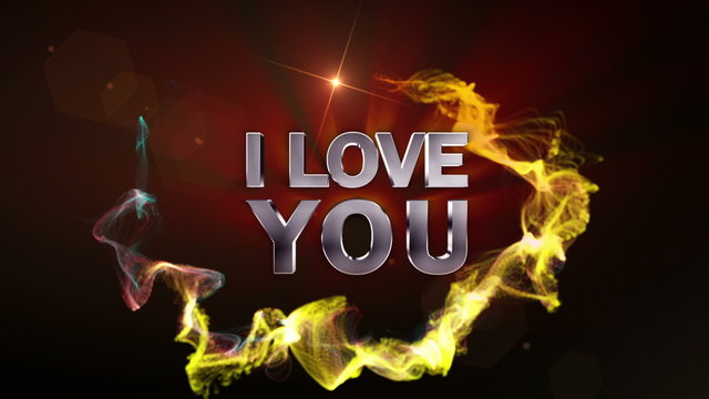 I LOVE YOU Text in Particle (Double Version) - HD1080