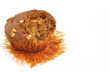 partially bitten chocolate muffins