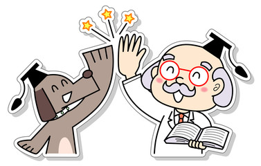 博士と助手のハイタッチ