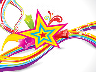 abstract colorful wave with star