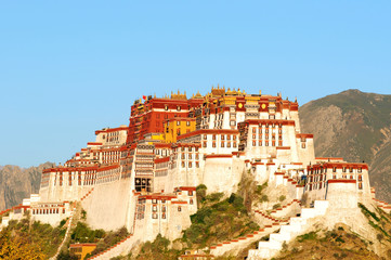 Landmark of the famous Potala Palace in Lhasa Tibet
