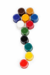 Flower made ​​from the cans of paint on a white background.