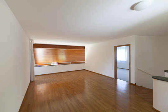 new classic house, interior, empty room with wooden floor