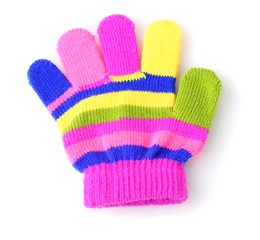 bright striped baby glove isolated on white