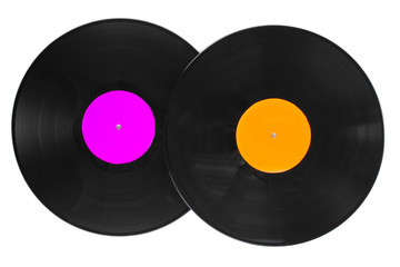 Obraz premium Black vinyl records isolated on white