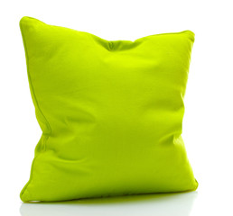 green bright pillow isolated on white