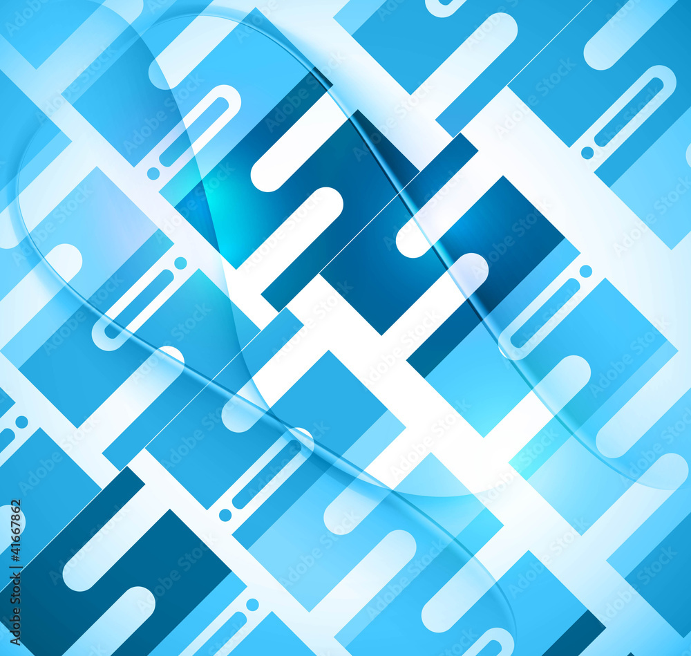 Sticker abstract new blue shiny design background with stylized wave vec