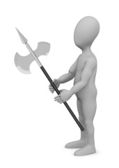3d render of cartoon character with axe