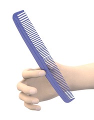 3d render of hand with hairbrush