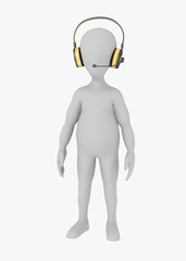 3d render of cartoon character with headphones