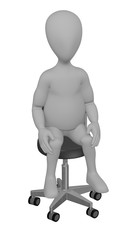 3d render of cartoon character on chair