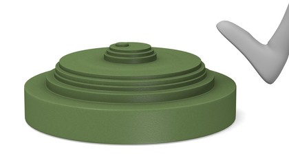 3d render of cartoon character with war mine