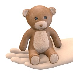 3d render of hand with teddy