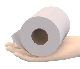 3d render of hand with toilet paper