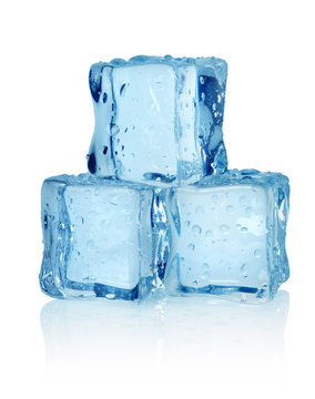 Three ice cubes isolated