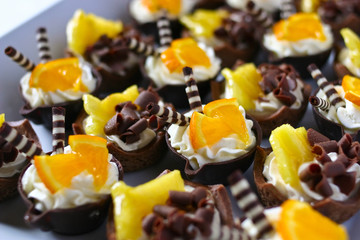 Orange cream chocolate basket mini desserts