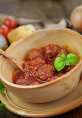 Italian cooking  - meat balls with basil