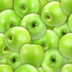 Seamless pattern of heap fresh green apple