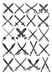 Crossed Swords Vector Collection in White Background