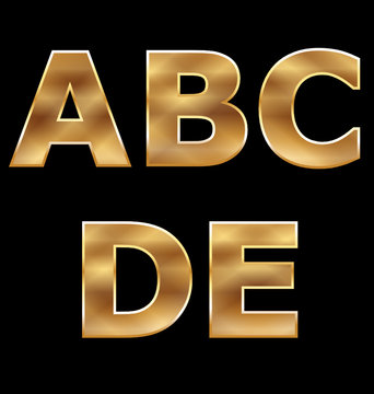 Gold letters set A-E