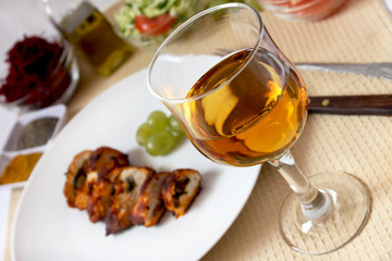 glass with white wine