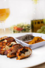 roast chicken breast with curry and pepper