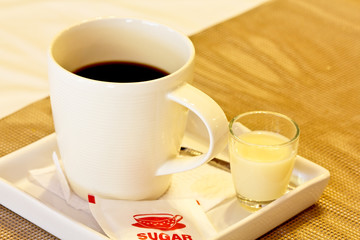Hot black coffee in our restaurant in Laos