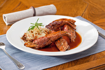 Traditional German Beef Rouladen Stuffed with Vegetable