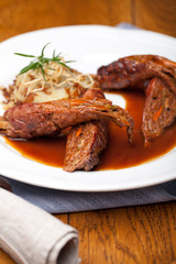 Traditional German Beef Rouladen Stuffed with Vegetable