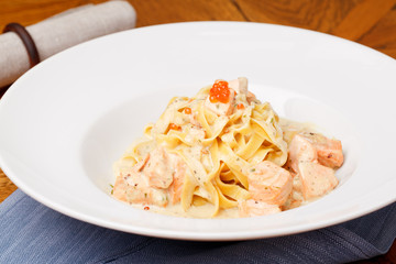 Fettuccine with salmon