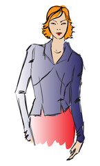 SKETCH. fashion girl. Hand-drawn fashion model