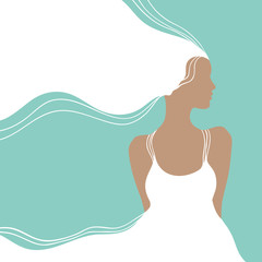 Vector invitation card with the beautiful young bride.