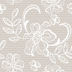 Old lace background, ornamental flowers. Vector texture.