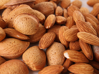 close up on heap of almonds
