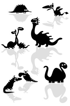 Collection of funny cartoon dinosaurs