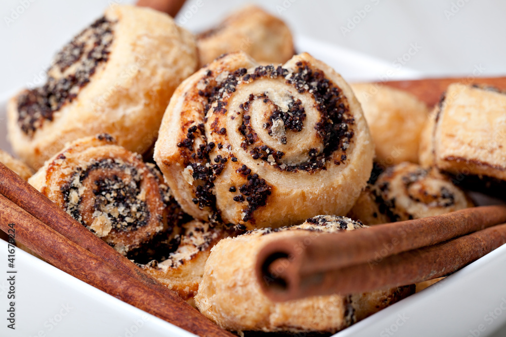 Sticker pinwheel cookies with cinnamon