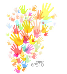 Colorful hand print background