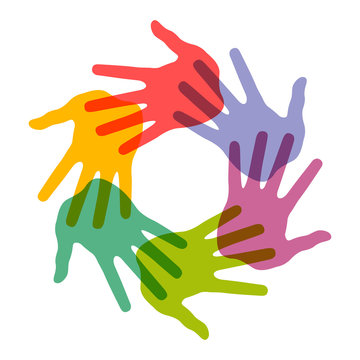 Icon of colorful hand prints,  vector