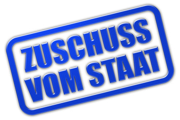 Stempel blau glas ZUSCHUSS VOM STAAT