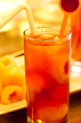 Ice lychee tea close up